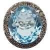 JR0637T - Blue Topaz & Brown Diamond Ring Set in 18 Karat White Gold Setting