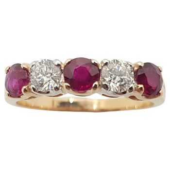 SJ1109 - Ruby & Diamond Ring Set in 18 Karat Rose Gold Setting