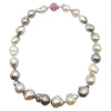 SJ1240 - Baroque South Sea Pearl with Pink Sapphire 3.23 Carats Clasp in 18K Rose Gold