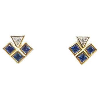 SJ2745 - Blue Sapphire with Diamond Earrings Set in 18 Karat Gold Settings