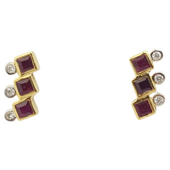 SJ2745 - Ruby with Diamond Earrings Set in 18 Karat Gold Settings