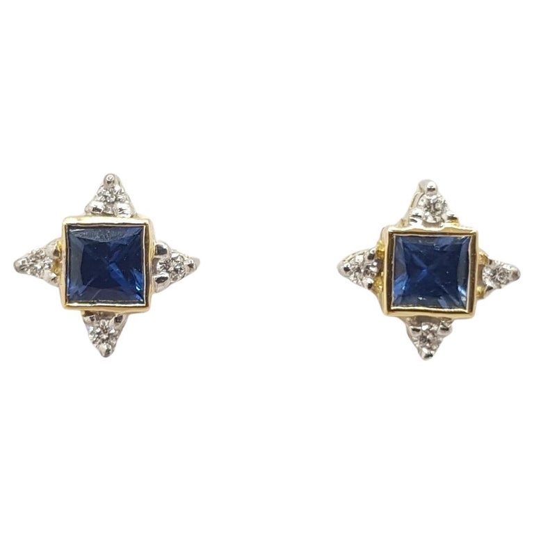 SJ2747 - Blue Sapphire with Diamond Earrings Set in 18 Karat Gold Settings