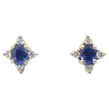 SJ1329 - Blue Sapphire with Diamond Earrings Set in 18 Karat Gold Settings