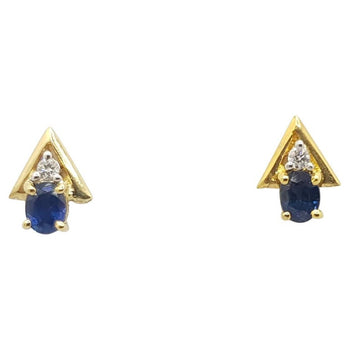 SJ2746 - Blue Sapphire with Diamond Earrings Set in 18 Karat Gold Settings
