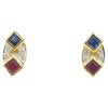 JE0632R - Ruby, Blue Sapphire and Diamond Earrings Set in 18 Karat Gold Setting