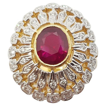 JR0383T - Ruby & Diamond Ring Set in 18 Karat Gold Setting