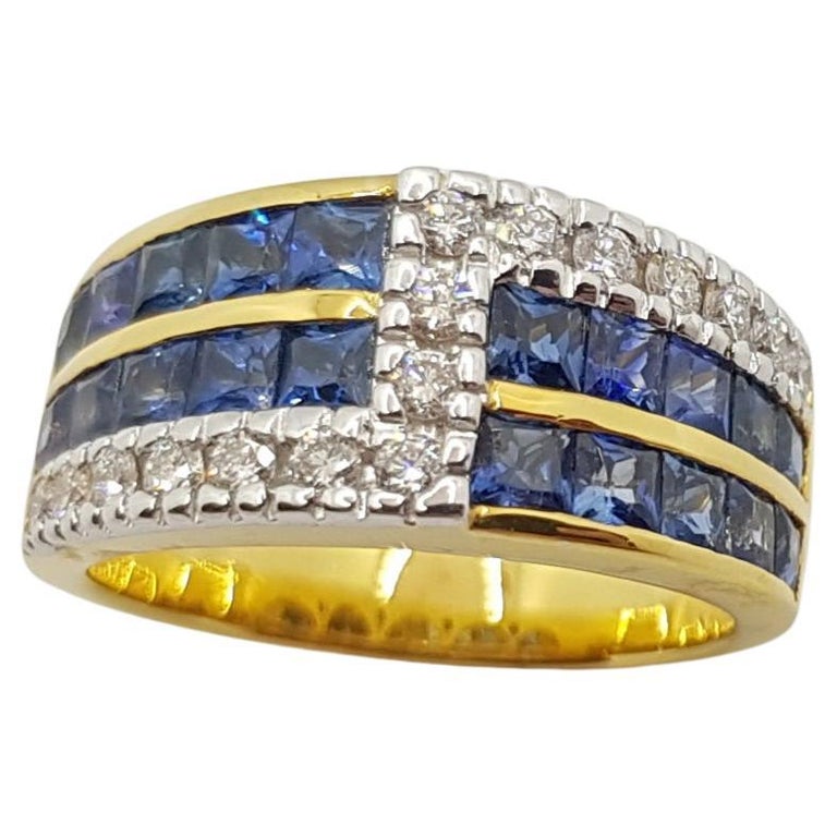 SJ1308 - Blue Sapphire with Diamond Ring Set in 18 Karat Gold Settings