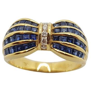 SJ1309 - Blue Sapphire with Diamond Ring Set in 18 Karat Gold Settings