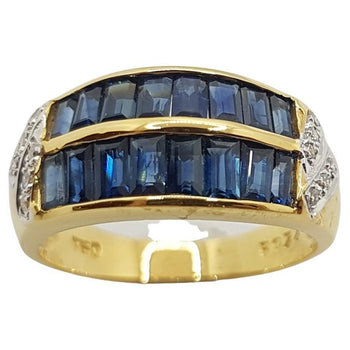 SJ2726 - Blue Sapphire with Diamond Ring Set in 18 Karat Gold Settings