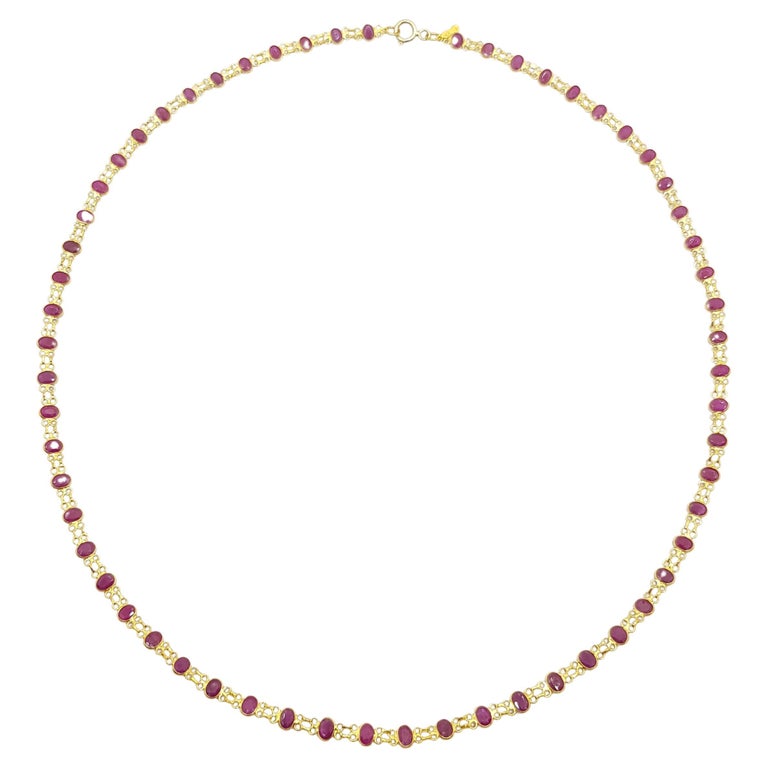SJ1347 - Ruby Necklace Set in 18 Karat Gold Settings