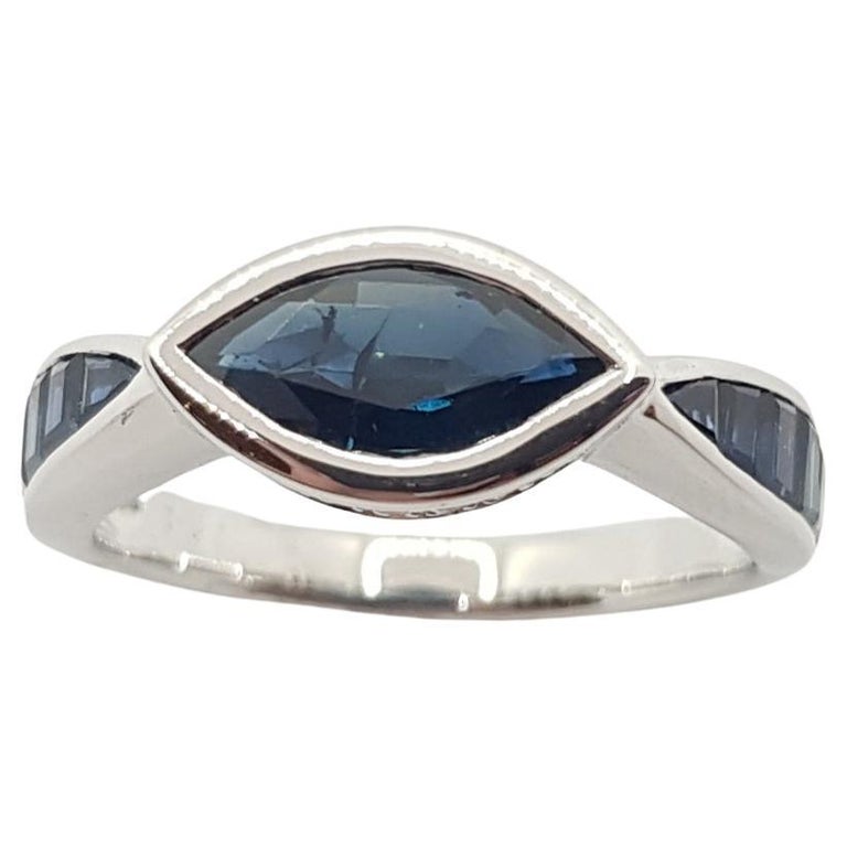 JR0230P - Blue Sapphire & Diamond Ring Set in 18 Karat White Gold Setting