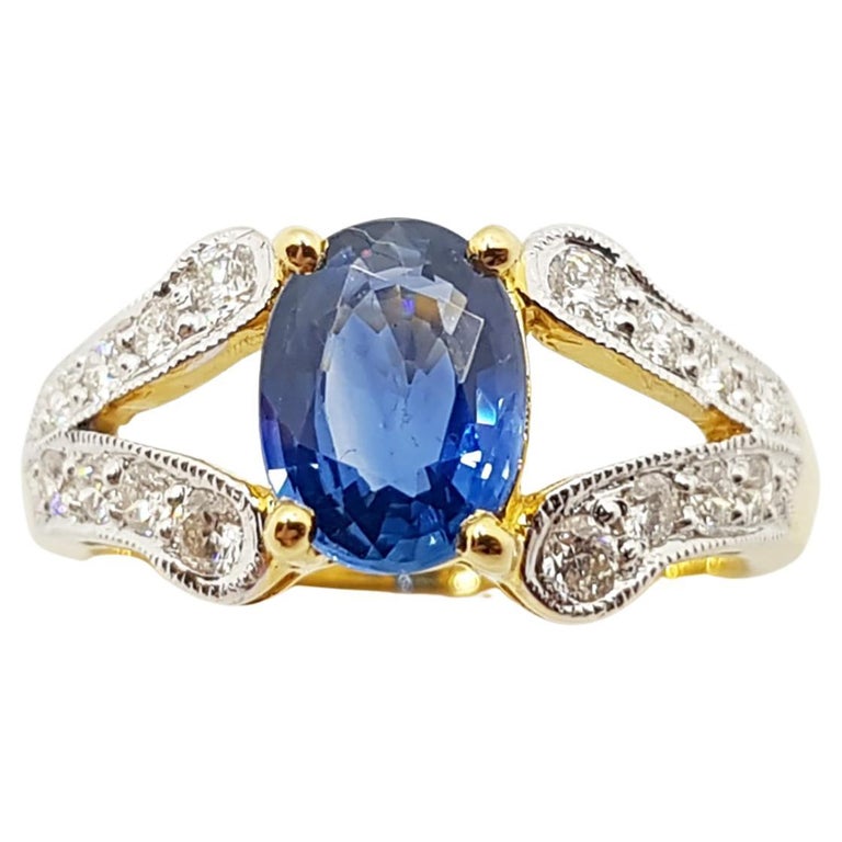SJ1326 - Blue Sapphire with Diamond Ring Set in 18 Karat Gold Settings