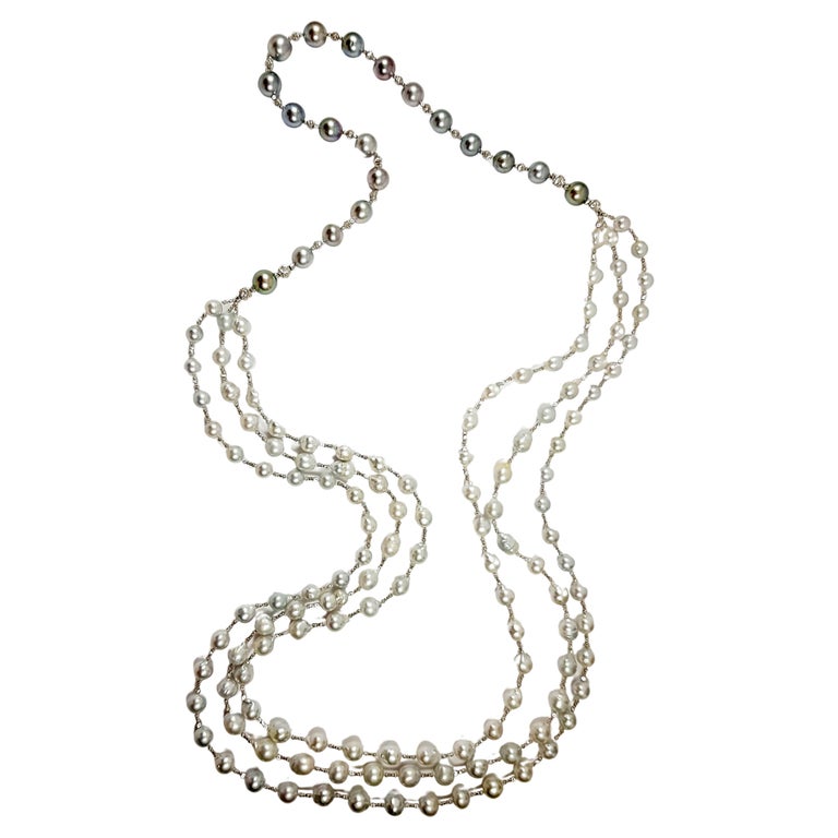 SJ1392 - South Sea Pearl Necklace Set in 18 Karat White Gold Settings
