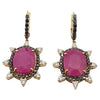 JE0439X - Ruby & Black and White Diamond Earrings Set in 18 Karat Gold Setting