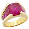 JR0149P - Emerald Cut Ruby Ring Set in 18 Karat Gold Settings