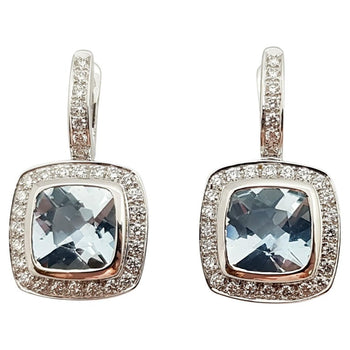 SJ2745 - Aquamarine with Diamond Earrings Set in 18 Karat White Gold Settings