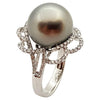 JR0834X - Tahitian South Sea Pearl & Diamond Ring Set in 18 Karat White Gold Setting