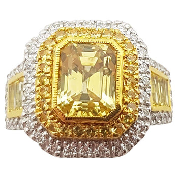 JR0303P - Yellow Sapphire & Diamond Ring Set in 18 Karat White Gold Setting