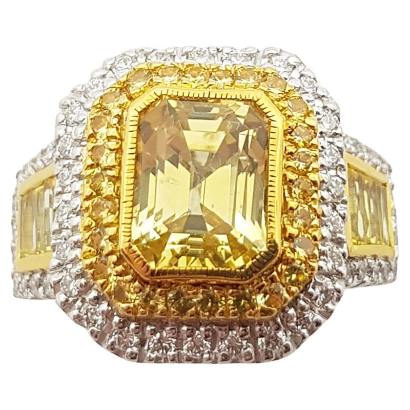 JR0303P - Yellow Sapphire & Diamond Ring Set in 18 Karat White Gold Setting