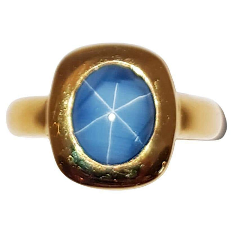 SJ2686 - Blue Star Sapphire Ring Set in 18 Karat Gold Settings