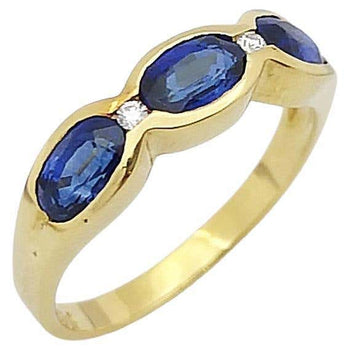 SJ2687 - Blue Sapphire with Diamond Ring Set in 18 Karat Gold Settings