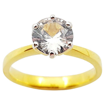 SJ2688 - White Sapphire Engagement Ring Set in 18 Karat Gold Settings