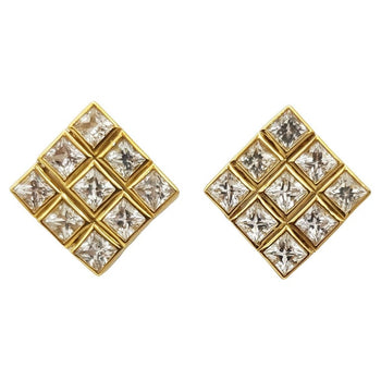 SJ2971 - White Sapphire Earrings Set in 18 Karat Gold Settings