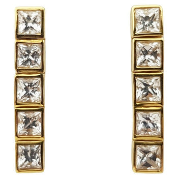 SJ2974 - White Sapphire Earrings Set in 18 Karat Gold Settings
