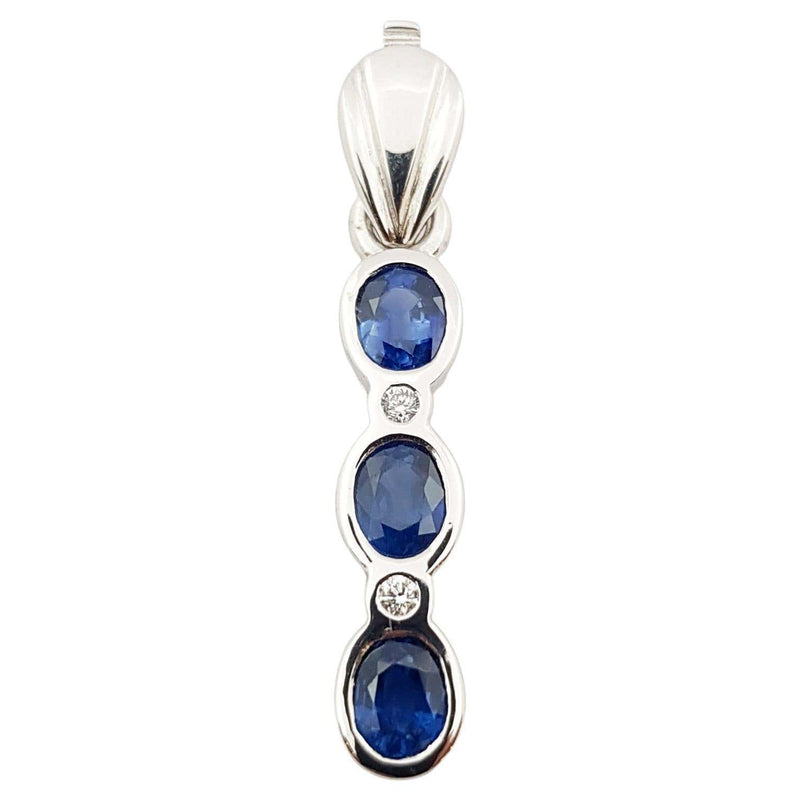 SJ2787 - Blue Sapphire with Diamond Pendant Set in 18 Karat White Gold Settings