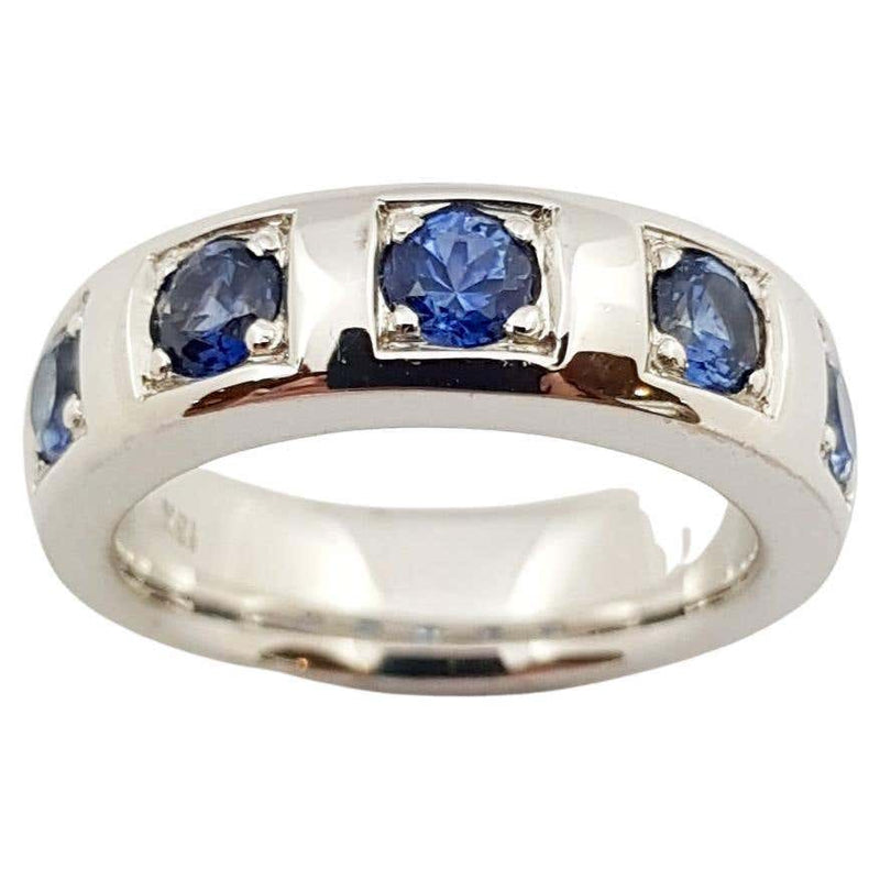 SJ2789 - Blue Sapphire Ring Set in 18 Karat White Gold Settings