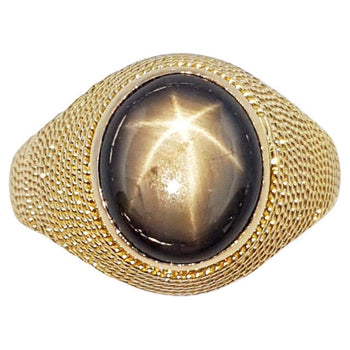 SJ6026 - Black Star Sapphire Ring Set in 18 Karat Gold Settings