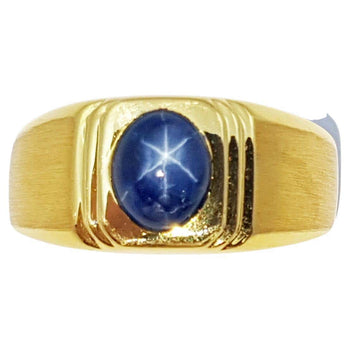 JR2332Y - Blue Star Sapphire Ring Set in 14 Karat Gold Setting