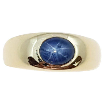 SJ2793 - Blue Star Sapphire Ring Set in 14 Karat Gold Settings