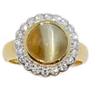 JR0028O - Chrysoberyl Cat's Eye with Diamond Ring Set in 18 Karat Gold