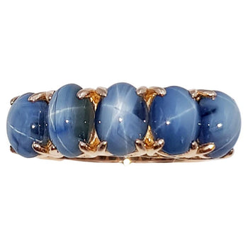 SJ2897 - Blue Star Sapphire  Ring Set in 18 Karat Rose Gold Settings