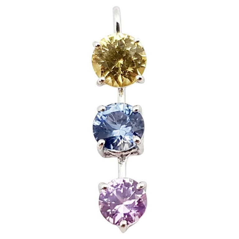 JP0262P - Rainbow Colour Sapphire Pendant Set in 18 Karat White Gold Settings
