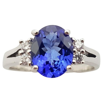 SJ2891 - Tanzanite with Diamond Ring Set in 18 Karat White Gold Settings