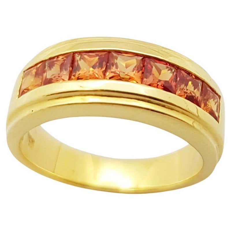 SJ2836 - Orange Sapphire Ring Set in 18 Karat Gold Settings