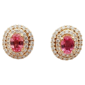 SJ2525 - Pink Sapphire with Diamond Earrings Set in 18 Karat Rose Gold Settings