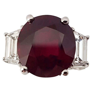 SJ2487 - GRS Certified 5cts Ruby with Diamond Ring set in Platinum 950 Settings