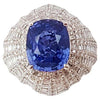 SJ2490 - GIA Certified 8cts Ceylon Blue Sapphire with Diamond Ring Set in 18K White Gold