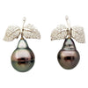 JEA8021 - Tahitian South Sea Pearl & Diamond Earrings Set in 18 Karat White Gold Setting