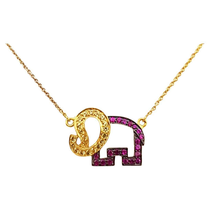 SJ2965 - Yellow Sapphire with Ruby Necklace Set in 18 Karat Gold Settings