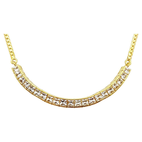 JN0016R - White Sapphire Necklace Set in 18 Karat Gold Setting