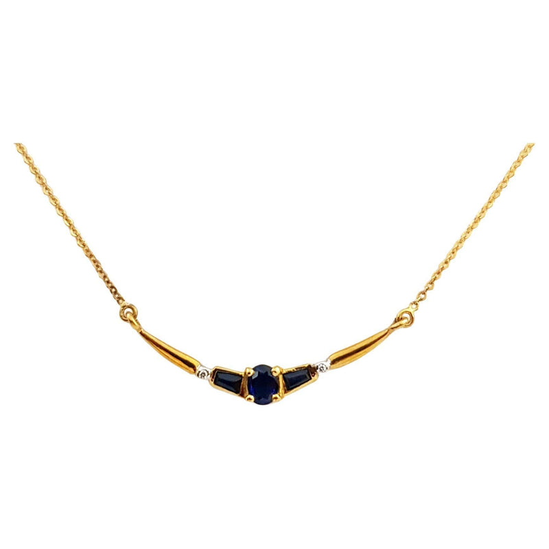SJ6057 - Blue Sapphire with Diamond Necklace Set in 18 Karat Gold Settings