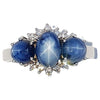JR0040O - Blue Star Sapphire & Diamond Ring Set in 18 Karat White Gold Setting