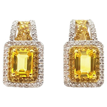 SJ2286 - Yellow Sapphire and Diamond Earrings Set in 18 Karat White Gold Settings