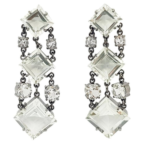 SJ6406 - White Topaz Earrings set in Silver Settings