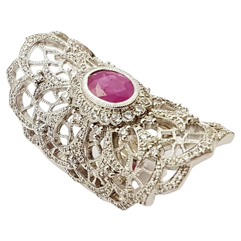 SJ6392 - Ruby with Cubic Zirconia Ring set in Silver Settings