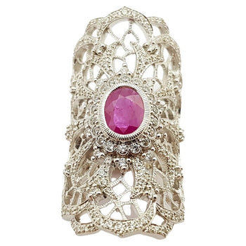 SJ6392 - Ruby with Cubic Zirconia Ring set in Silver Settings